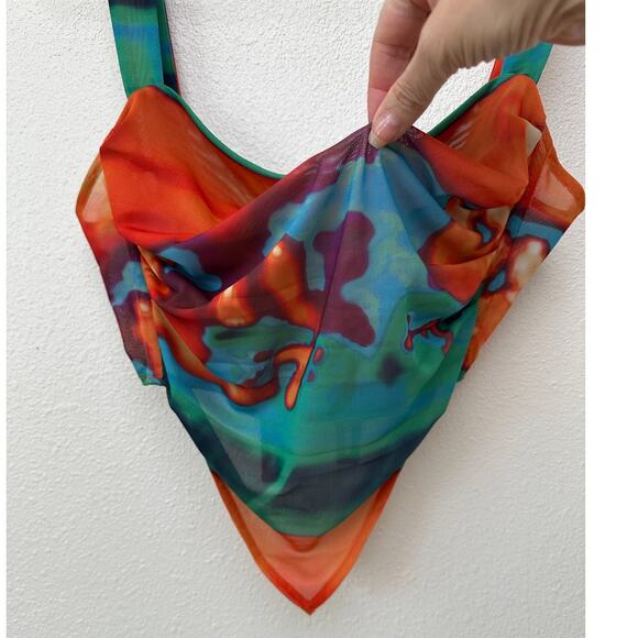 Miaou Multicolor Mesh Bandana Cowl Tank Top Women’s S - Picture 4 of 15